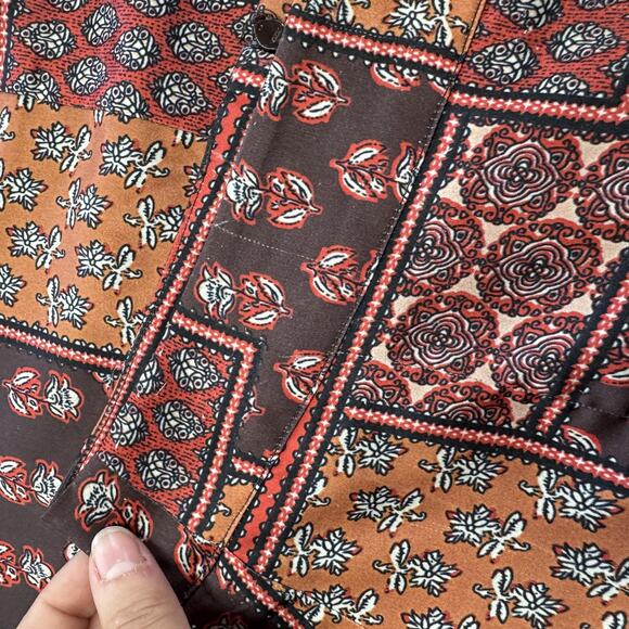 Sara Navon Skirt Womens XS Brown Orange Boho Patchwork A-Line Lined Midi Floral - Picture 7 of 7